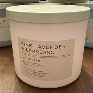 BBW / White Barn New 3-Wick Candle, Pink Lavender & Espresso, White Barn